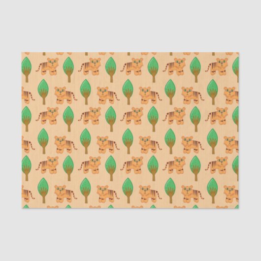 Niedlicher Cartoon Tiger Muster Seidenpapier (Vorderseite)