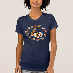 Niedlicher Cartoon-Tigermandala-(blauer) Frauen-T T-Shirt