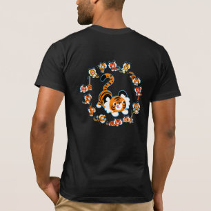 Niedlicher Cartoon Tigers Mandala (blau) T - Shirt