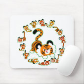 Niedlicher Cartoon Tigers Mandala (grün) Mousepad (Mit Mouse)