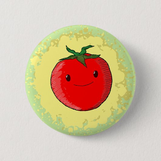 Niedlicher Cartoon Tomato Button (Vorderseite)