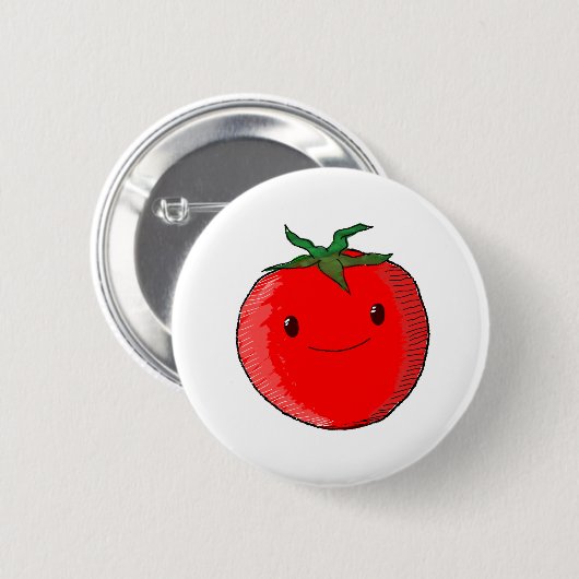 Niedlicher Cartoon Tomato Button (Vorne & Hinten)