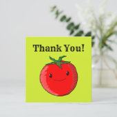 Niedlicher Cartoon Tomato Danke Karte (Stehend Vorderseite)