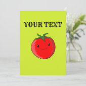 Niedlicher Cartoon Tomato Einladung (Stehend Vorderseite)