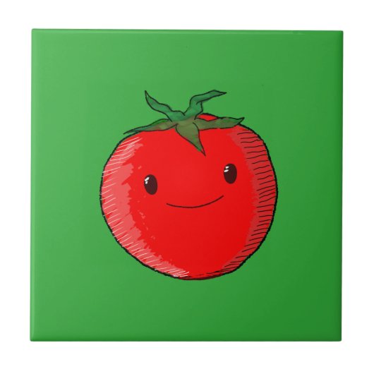 Niedlicher Cartoon Tomato Fliese (Vorderseite)