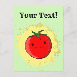 Niedlicher Cartoon Tomato Green Paint Splash Postkarte