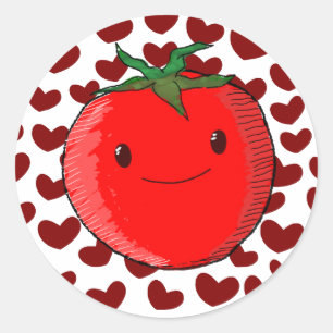 Niedlicher Cartoon Tomato Lover Runder Aufkleber
