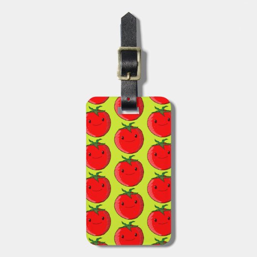Niedlicher Cartoon Tomato Pattern Gepäckanhänger (Vorderseite vertikal)