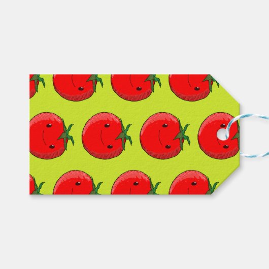 Niedlicher Cartoon Tomato Pattern Geschenkanhänger (Vorderseite (Horizontal))