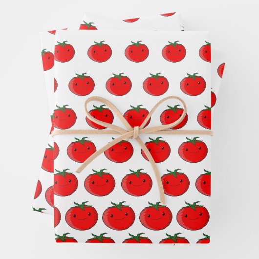 Niedlicher Cartoon Tomato Pattern Geschenkpapier Set (Beispiel)