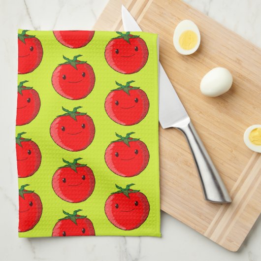 Niedlicher Cartoon Tomato Pattern Geschirrtuch (Viertel Falte)