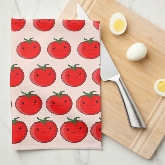 Niedlicher Cartoon Tomato Pattern Geschirrtuch (Viertel Falte)