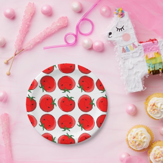 Niedlicher Cartoon Tomato Pattern Pappteller (Party)