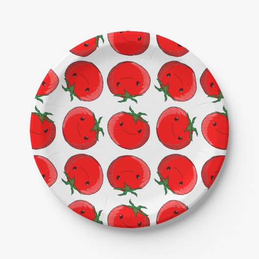 Niedlicher Cartoon Tomato Pattern Pappteller (Vorderseite)