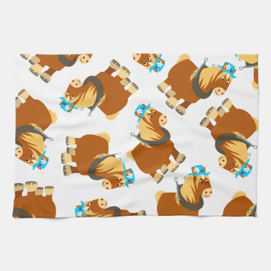 Niedlicher Cartoon Trait Breton Pferde Handtuch (Horizontal)