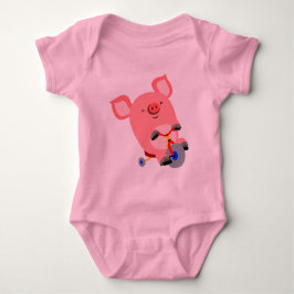 Niedlicher Cartoon Tricycle Pig Baby Bodysuit Baby Strampler