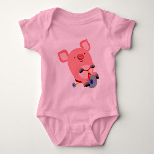 Niedlicher Cartoon Tricycle Pig Baby Bodysuit Baby Strampler