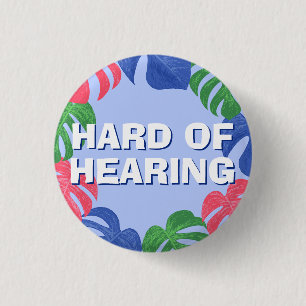 Niedlicher Cartoon Tropische Blätter Blau Hörhart Button