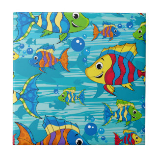 Niedlicher Cartoon-tropische Fische Fliese