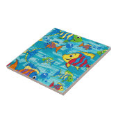 Niedlicher Cartoon-tropische Fische Fliese (Seite)