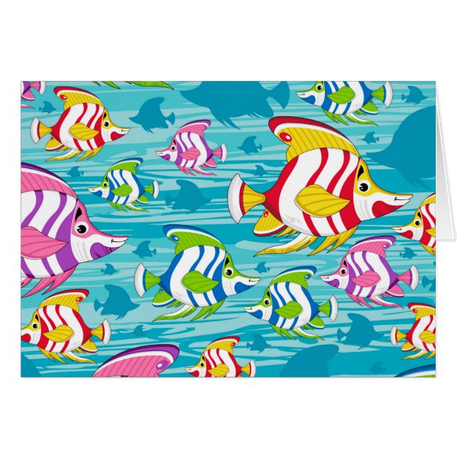 Niedlicher Cartoon-tropisches Fisch-Muster (Vorderseite (Horizontal))