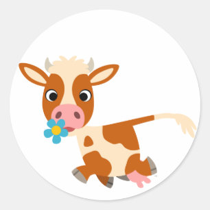 Niedlicher Cartoon Trotting Cow Sticker