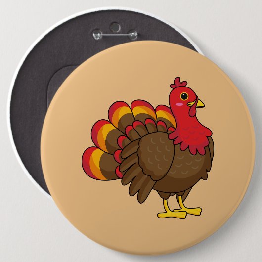 Niedlicher Cartoon Türkei Button (Vorne & Hinten)