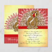 Niedlicher Cartoon Türkei Damask Muster Einladung (Vorne/Hinten)