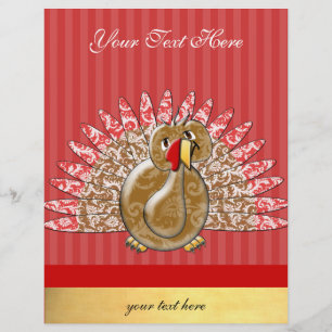 Niedlicher Cartoon Türkei Damask Muster Flyer