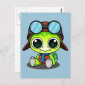 Niedlicher Cartoon Turtle in Aviator Hat Postkarte (Vorne/Hinten)