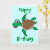 Niedlicher Cartoon Turtle Karte (Gelbe Blume)
