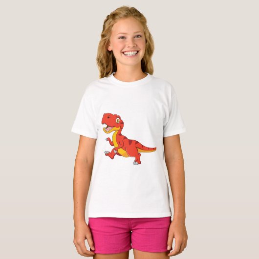 Niedlicher Cartoon Tyrannosaurus T-Shirt (Vorne ganz)