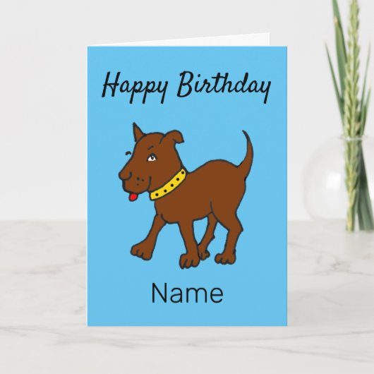 Niedlicher Cartoon Ugly Brown Hund Geburtstag Karte (Vorderseite)