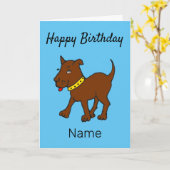 Niedlicher Cartoon Ugly Brown Hund Geburtstag Karte (Gelbe Blume)