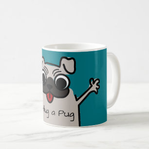 Niedlicher Cartoon Umarmen eines Mops Kaffeetasse
