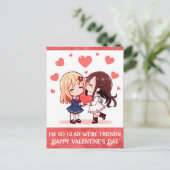 Niedlicher Cartoon Valentinstag Friend Hearts Postkarte (Stehend Vorderseite)