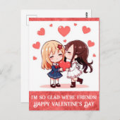Niedlicher Cartoon Valentinstag Friend Hearts Postkarte (Vorne/Hinten)