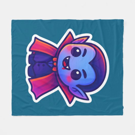 Niedlicher Cartoon Vampire mit Red Cape und Blue S Fleecedecke (Vorderseite (Horizontal))
