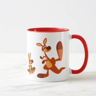 Niedlicher Cartoon Vater Kangaroo und Joey Tasse