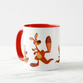 Niedlicher Cartoon Vater Kangaroo und Joey Tasse (Vorderseite Links)
