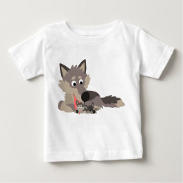 Niedlicher Cartoon Vater Wolf und Pups Baby T - Sh Baby T-shirt