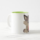 Niedlicher Cartoon-Vater-Wolf und Welpen-Tasse Zweifarbige Tasse (Vorderseite Links)