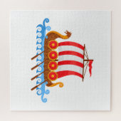 Niedlicher Cartoon Viking Ship mit Schild Illustra Puzzle (Horizontal)