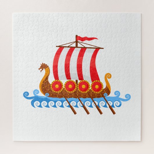 Niedlicher Cartoon Viking Ship mit Schild Illustra Puzzle (Vertikal)