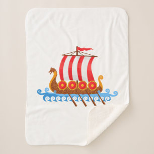 Niedlicher Cartoon Viking Ship Sherpadecke