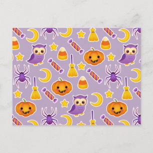 Niedlicher Cartoon Violett Halloween Design mit Kü Postkarte