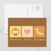 Niedlicher Cartoon von Affen, Liebe und Banane Postkarte (Vorne/Hinten)