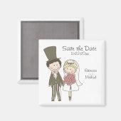 Niedlicher Cartoon von Braut und Groom Save the Da Magnet (Vorderseite/Rückseite)