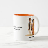 Niedlicher Cartoon von Desi Bride & Groom Indian W Zweifarbige Tasse (VorderseiteRechts)