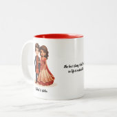 Niedlicher Cartoon von Desi Bride & Groom Indian W Zweifarbige Tasse (Vorderseite Links)